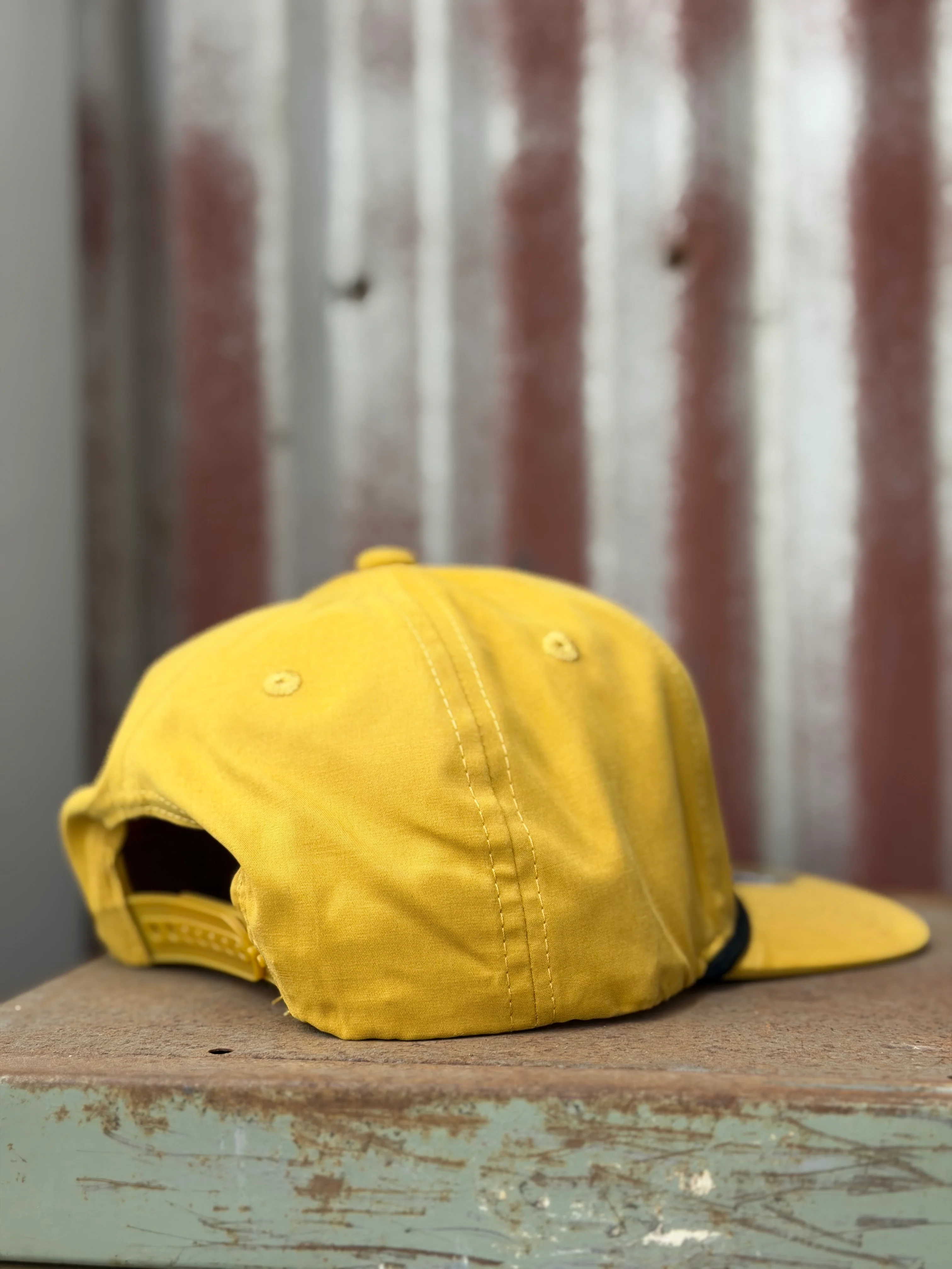 Poppy's Patina Patch Adjustable Trucker Hat (Decky 6042) Biscuit/Black - Image 2